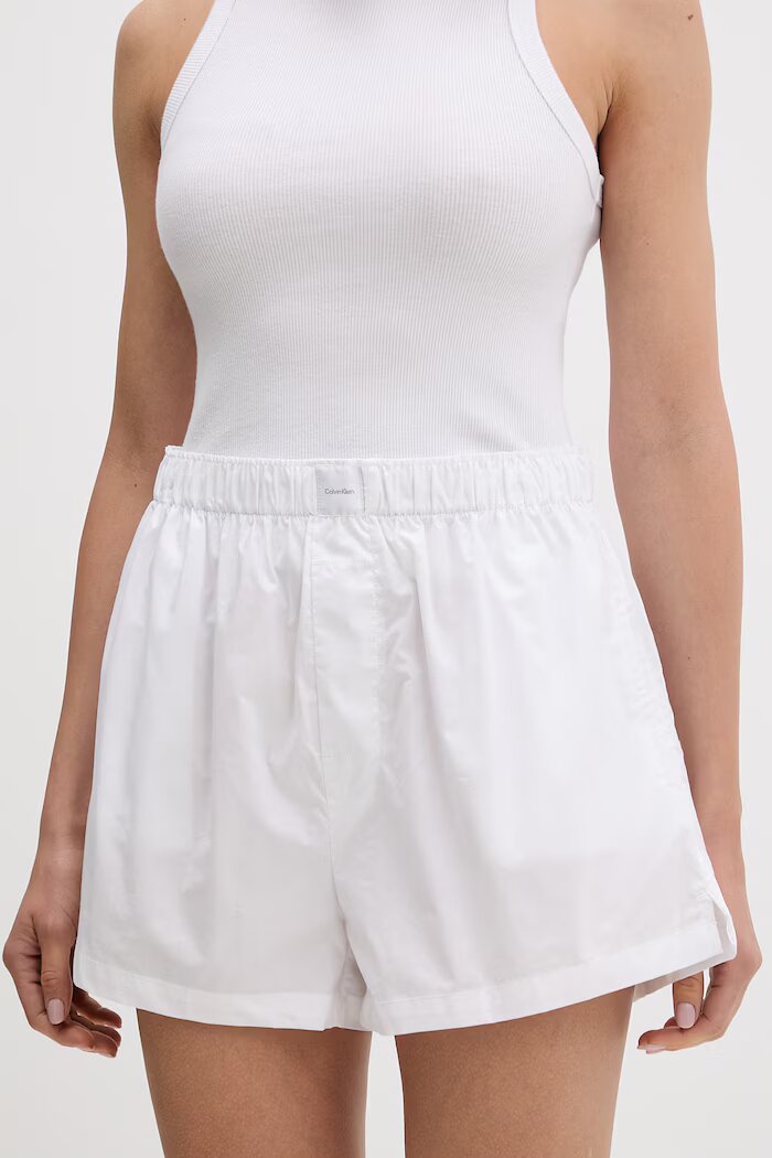 Calvin Klein Underwear Късо долнище на пижама дамско с памук бяло LV00QS7596