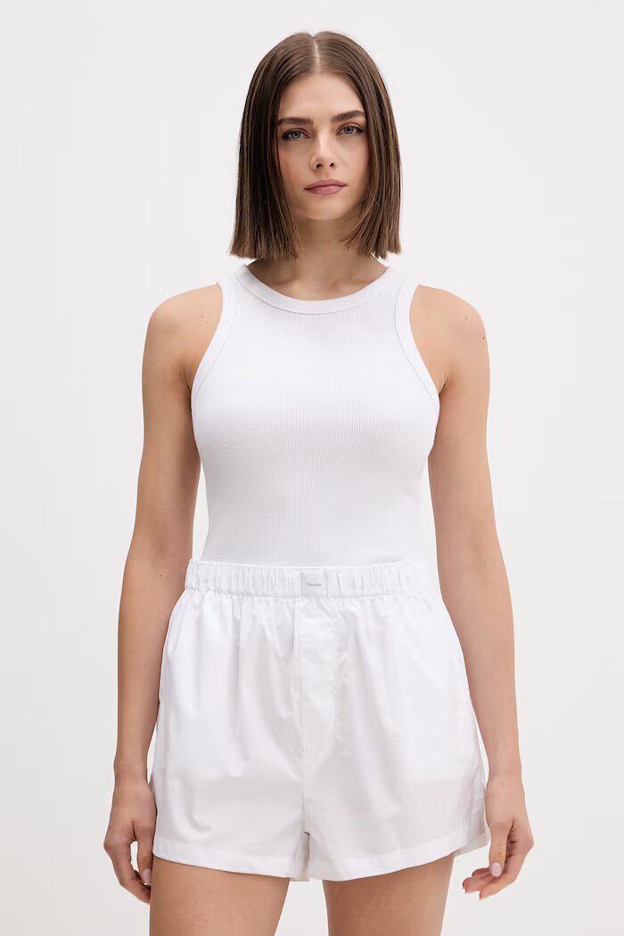 Calvin Klein Underwear Късо долнище на пижама дамско с памук бяло LV00QS7596