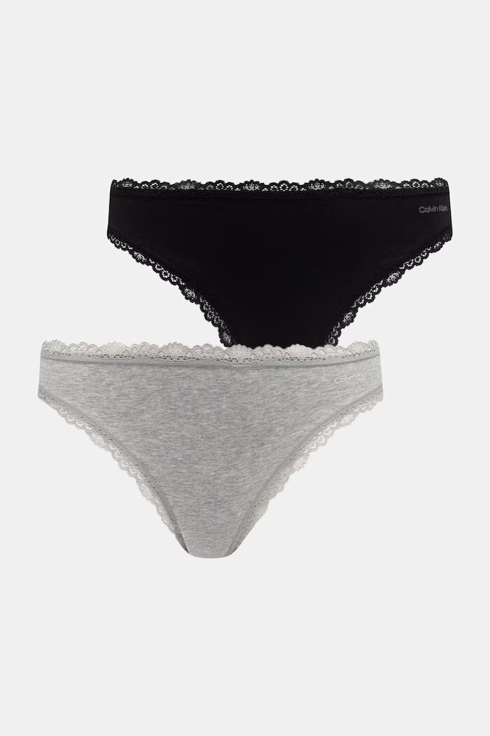 Calvin Klein Underwear прашки дамски от памук с еластан 2 броя сиви LV00QF9126