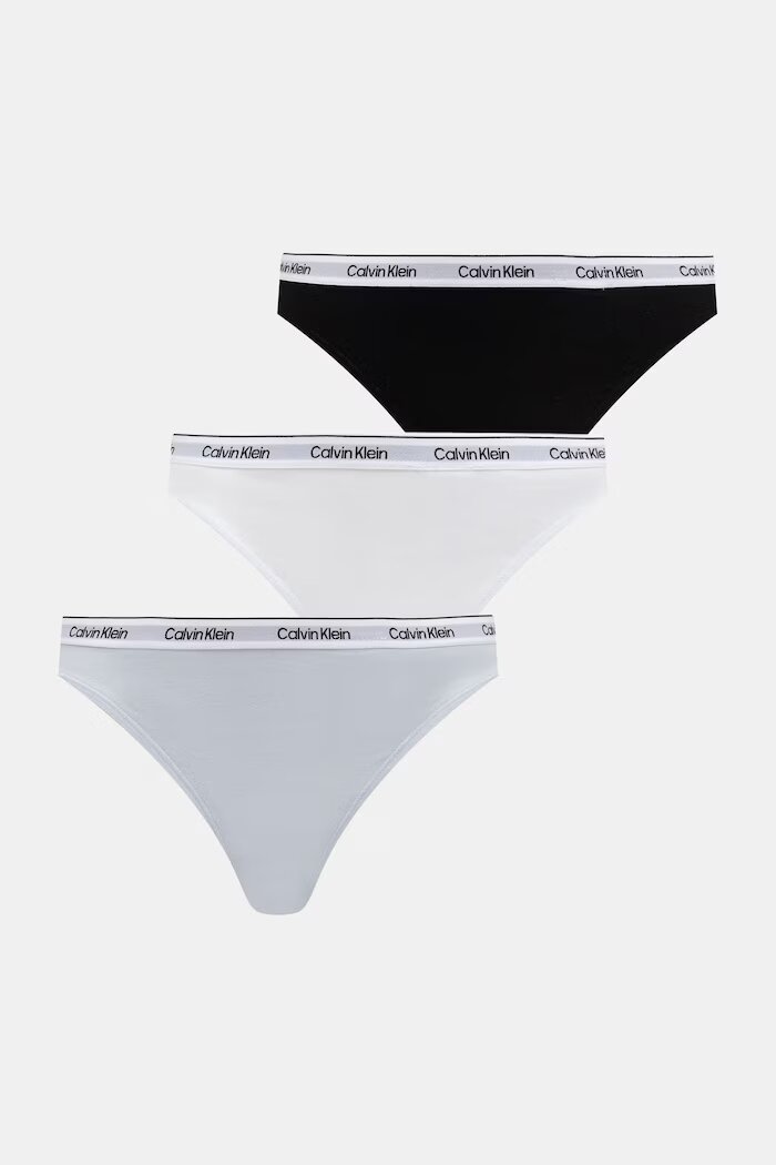 Calvin Klein Underwear прашки дамски от памук с еластан 3 броя сини LV00QD5209