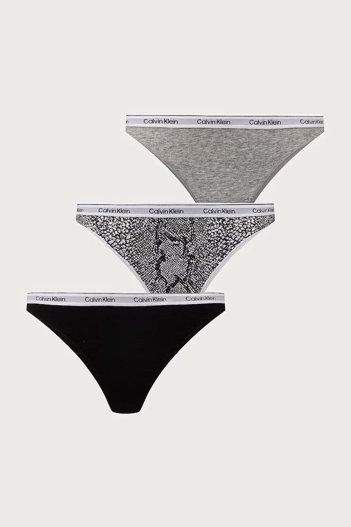 Calvin Klein Underwear прашки дамски от памук с еластан 3 броя сиви LV00QD5209
