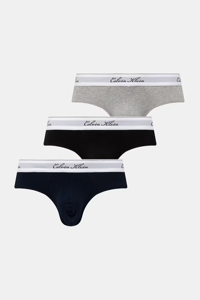 Calvin Klein Underwear слипове мъжки с памук 3 броя сиви LV00NB4606