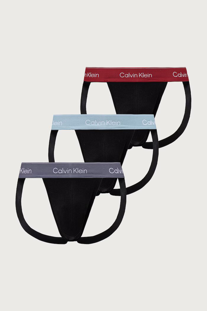 Calvin Klein Underwear спортни слипове мъжки от памук с еластан 3 броя черни LV00NB4382