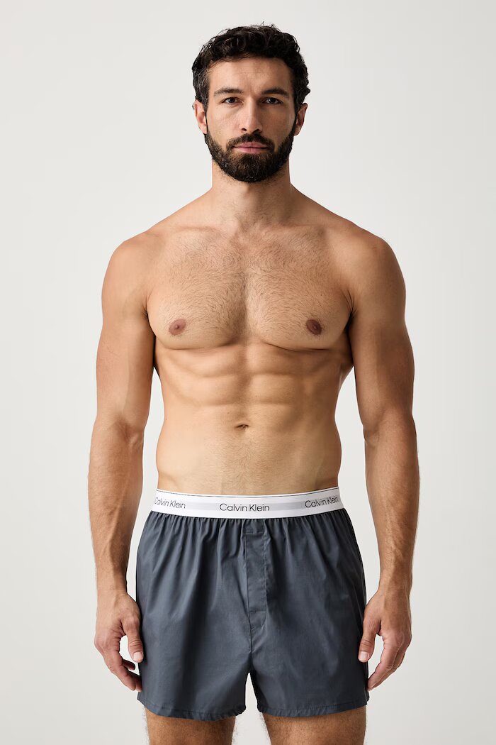 Calvin Klein Underwear свободни боксерки мъжки от памук с еластан 3 броя сиви LV00NB4267
