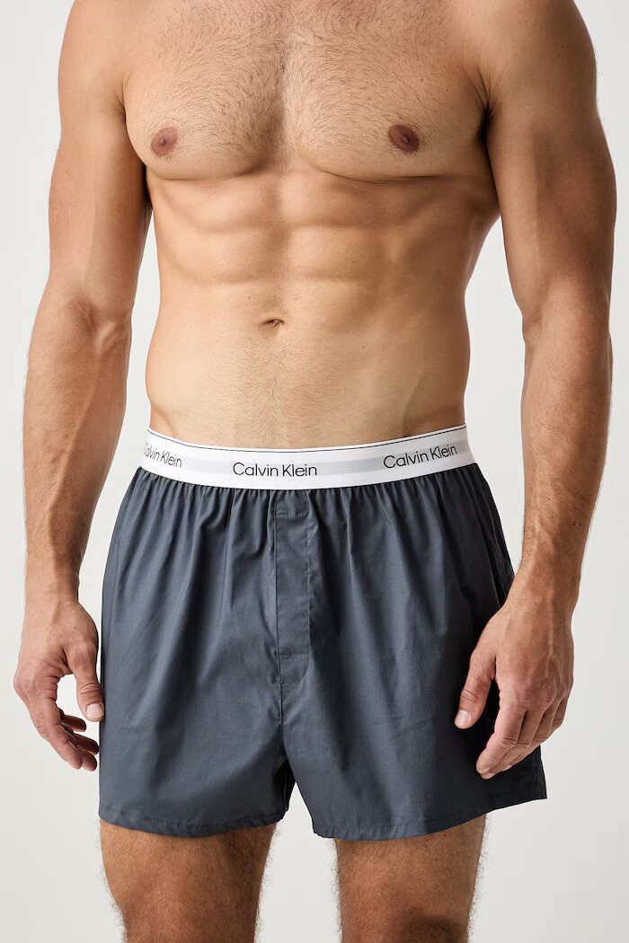 Calvin Klein Underwear свободни боксерки мъжки от памук с еластан 3 броя сиви LV00NB4267