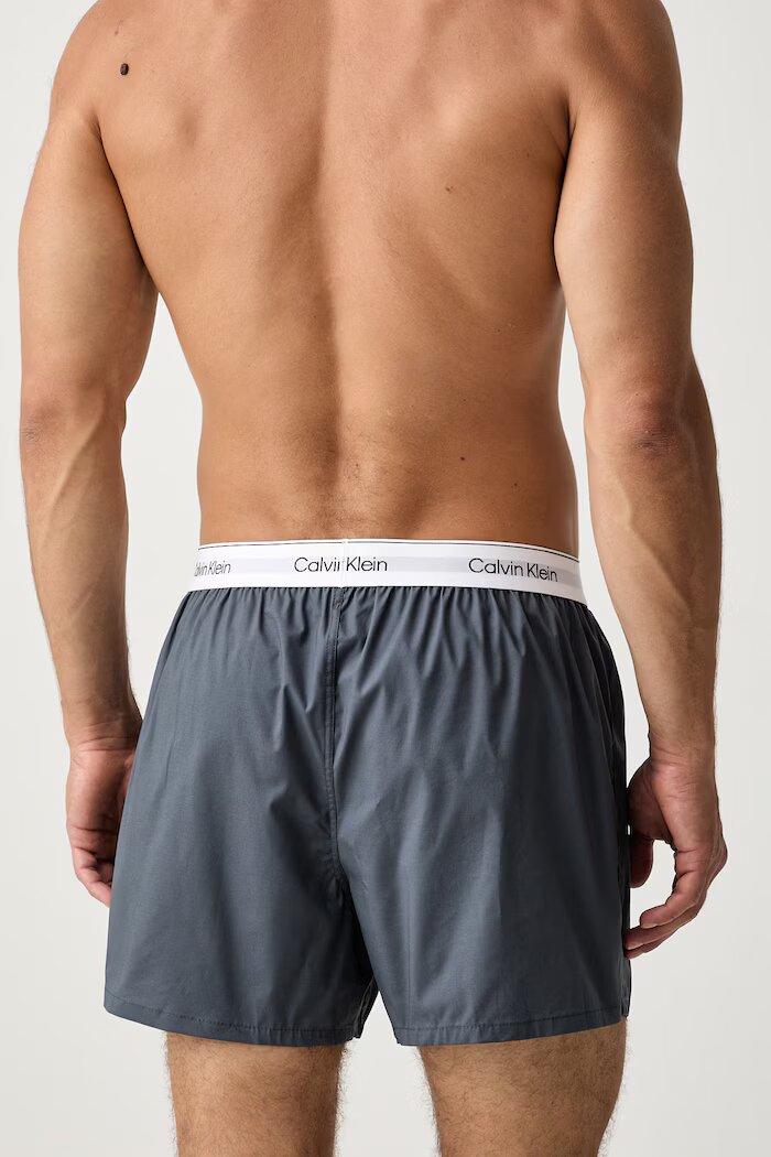 Calvin Klein Underwear свободни боксерки мъжки от памук с еластан 3 броя сиви LV00NB4267