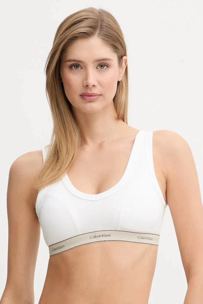 Calvin Klein Underwear триъгълен сутиен от памук с еластан бял LV00QF8594