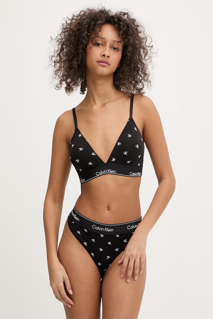 Calvin Klein Underwear триъгълен сутиен с памук черен LV00QF8498