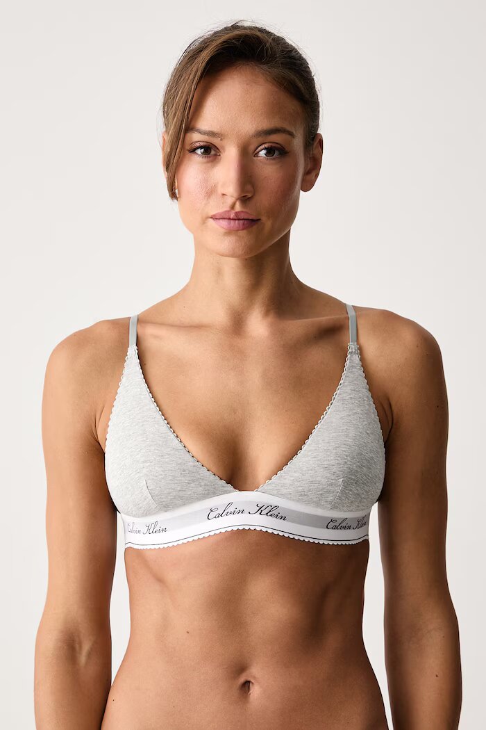 Calvin Klein Underwear триъгълен сутиен с памук сив LV00QF9068