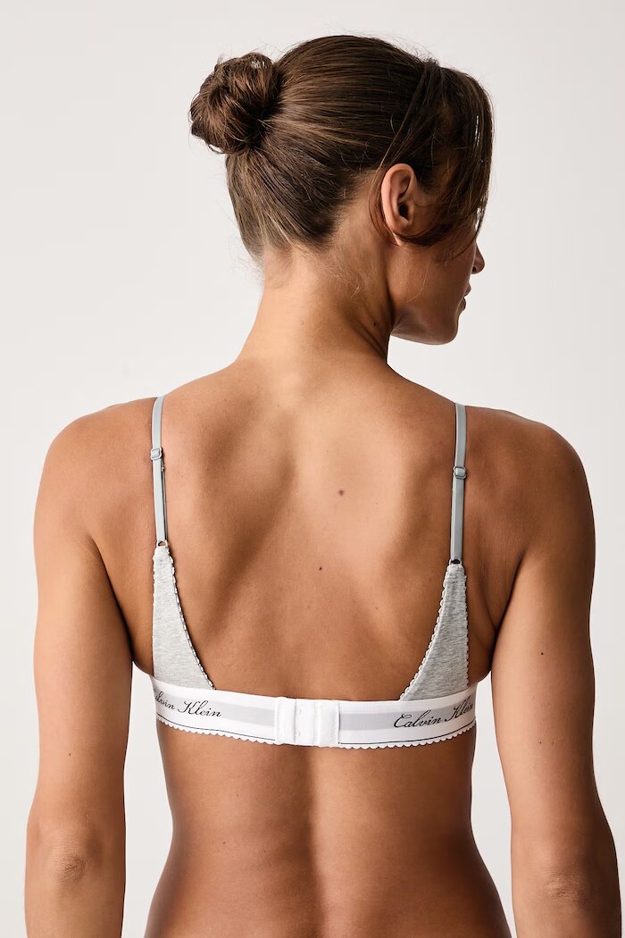 Calvin Klein Underwear триъгълен сутиен с памук сив LV00QF9068