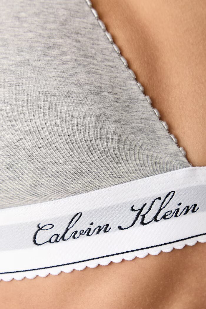 Calvin Klein Underwear триъгълен сутиен с памук сив LV00QF9068