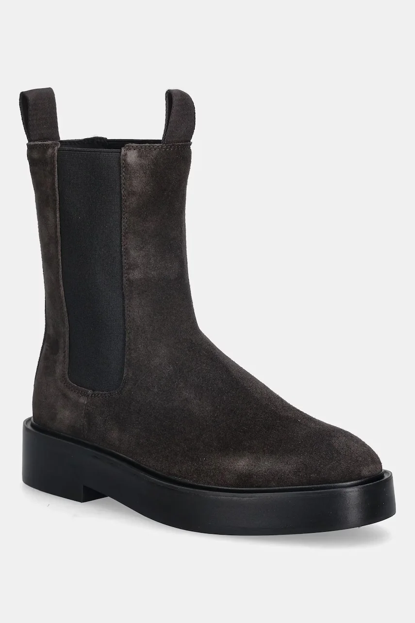 CALVIN KLEIN Велурени боти челси CONVAVE WELT CHESEA SUEDE