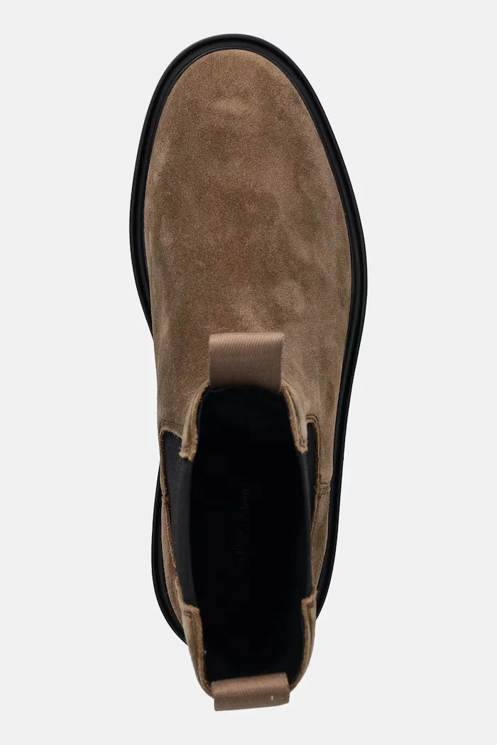 CALVIN KLEIN Велурени боти челси CONVAVE WELT CHESEA SUEDE в кафяво с равна подметка YW0YW01969