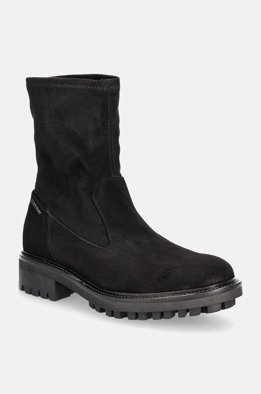 CALVIN KLEIN Велурени боти FLAT SOCK BOOT SUE MIX