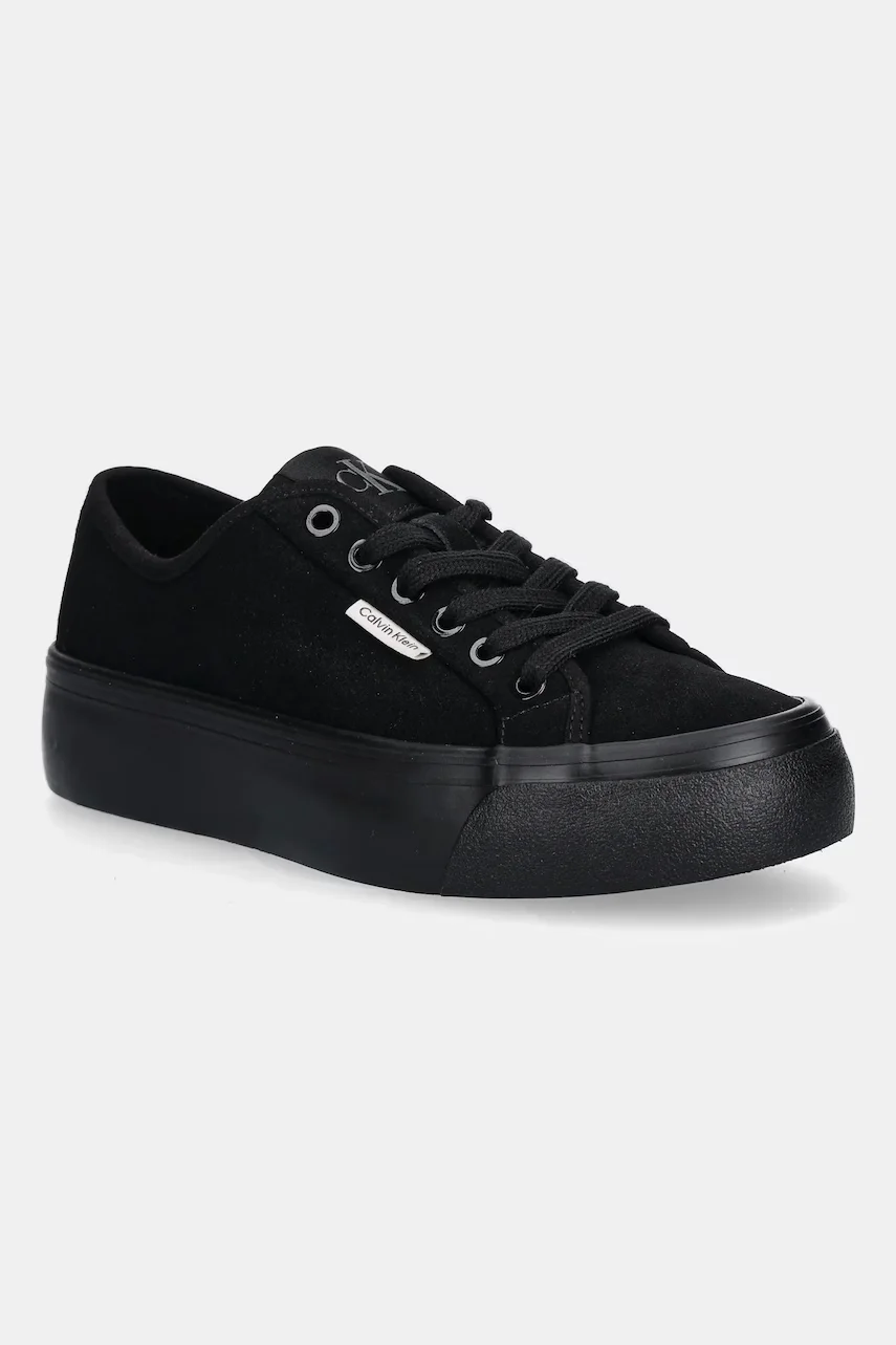 CALVIN KLEIN Велурени кецове VULC FLATF LACE UP SUE/WL CK