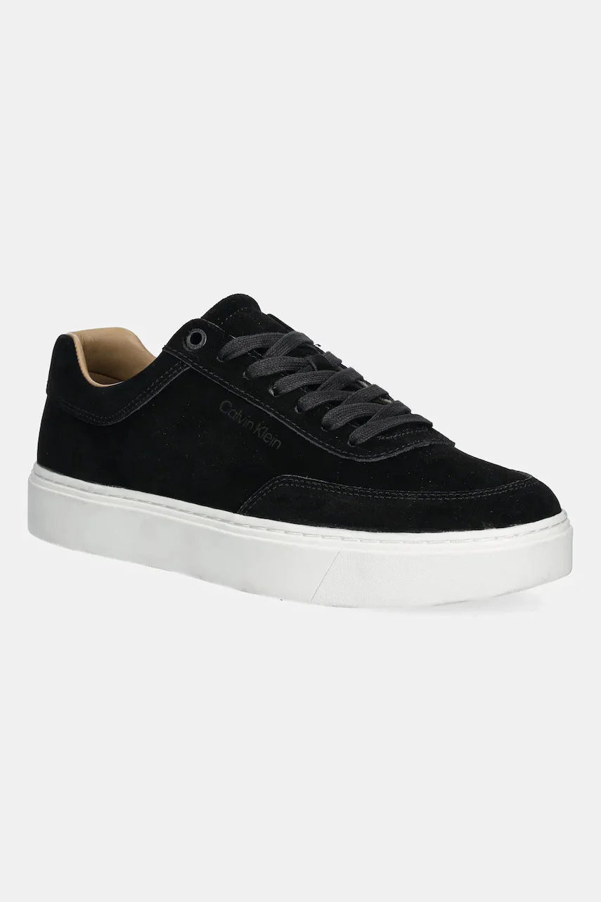 CALVIN KLEIN Велурени маратонки CLEAN CUP LOW LACEUP OXF SU