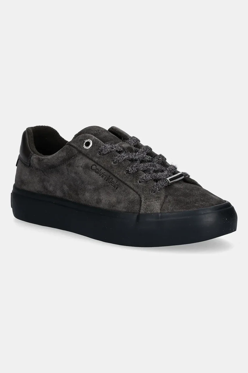 CALVIN KLEIN Велурени маратонки LACE-UP SNEAKER SUEDE/WL CK