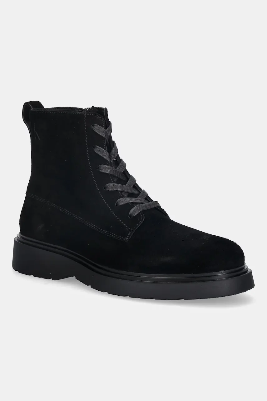 CALVIN KLEIN Велурени обувки COMBAT ESS LACE UP ZIP BOOT SU