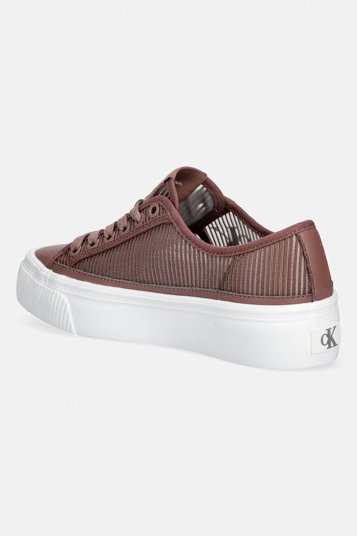 CALVIN KLEIN VULC FLATF LACEUP STRIPED NYL маратонки дамски кафяви обувки с платформа HW0HW03087