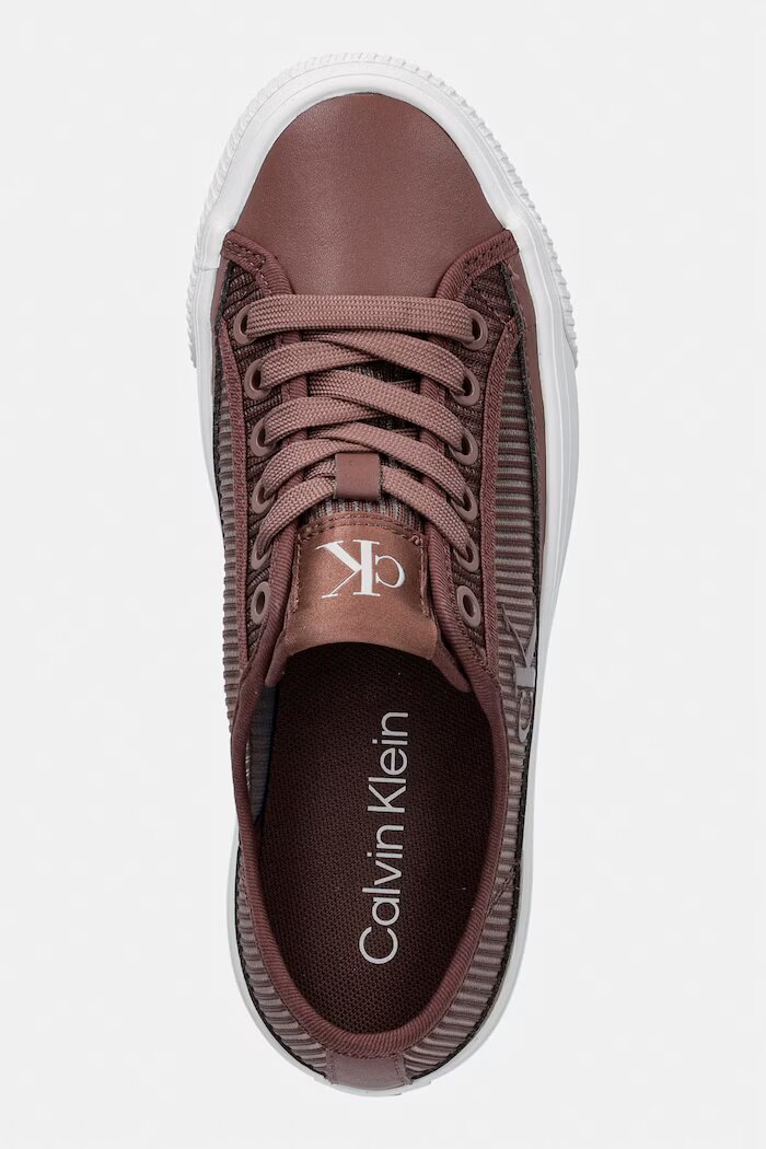 CALVIN KLEIN VULC FLATF LACEUP STRIPED NYL маратонки дамски кафяви обувки с платформа HW0HW03087