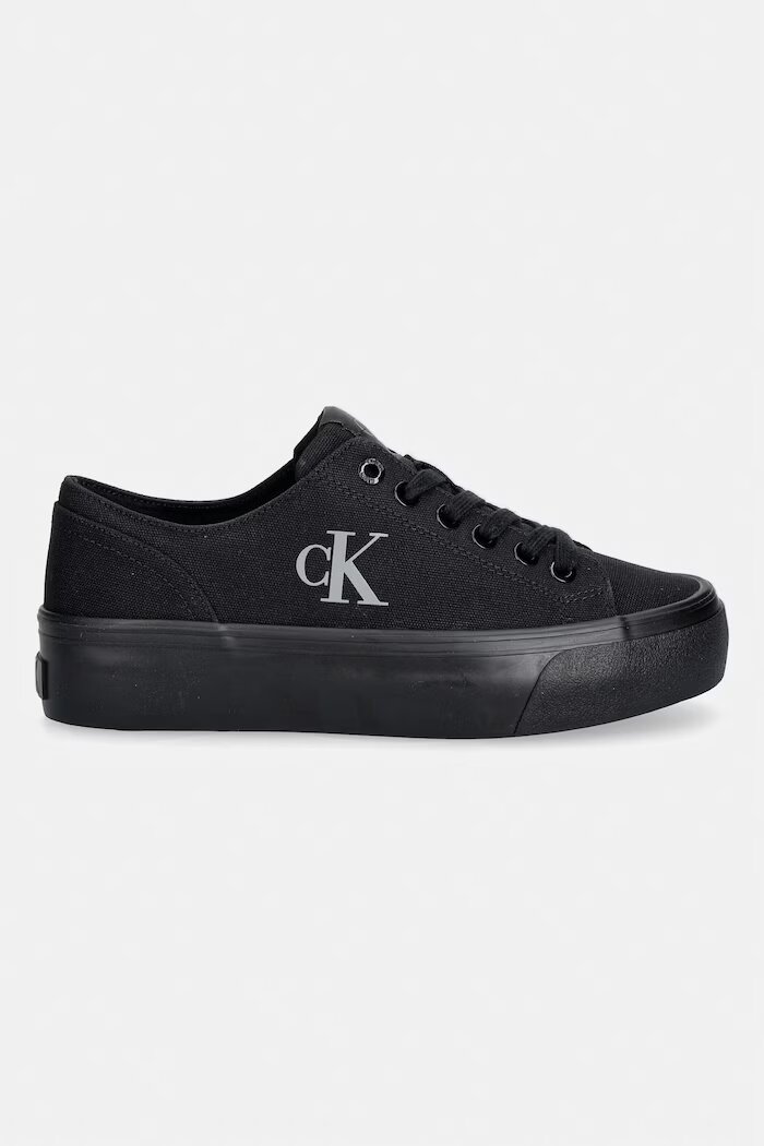 CALVIN KLEIN VULC FLATFORM LOW CANVAS MG ниски кецове дамски черни YW0YW01763
