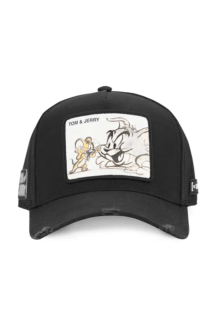 Capslab Шапка с козирка x Tom & Jerry в черно с апликация CL/TAJ6/1/PCT/TAJ