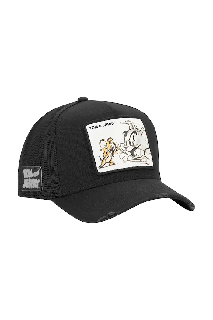 Capslab Шапка с козирка x Tom & Jerry в черно с апликация CL/TAJ6/1/PCT/TAJ