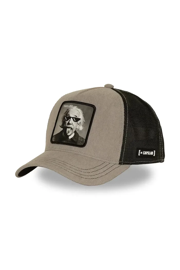 Capslab шапка trucker от памучна материя x Einstein сива CL/ART1/1/PCT/THUG