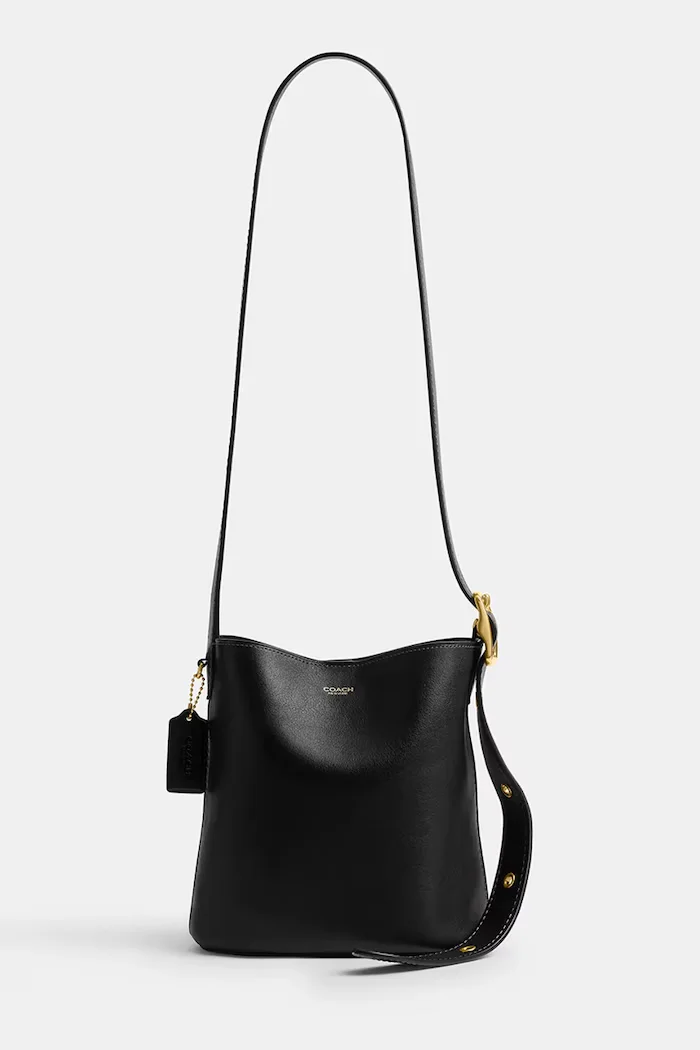 Coach чанта crossbody дамска от кожа Bleecker Bucket Bag 21 черна CCX07