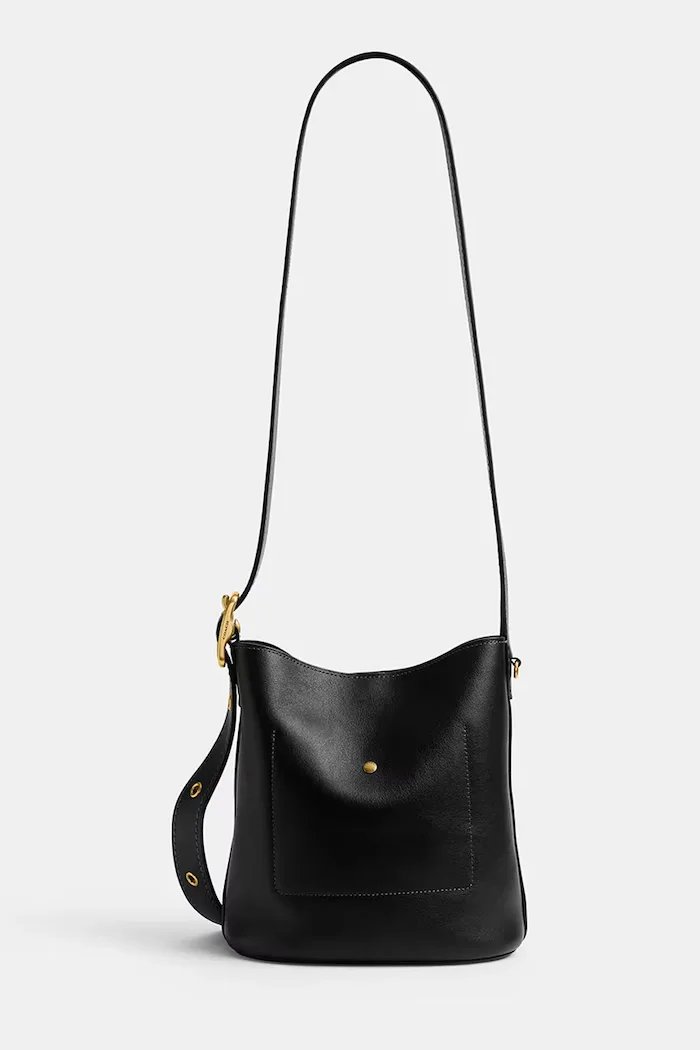 Coach чанта crossbody дамска от кожа Bleecker Bucket Bag 21 черна CCX07
