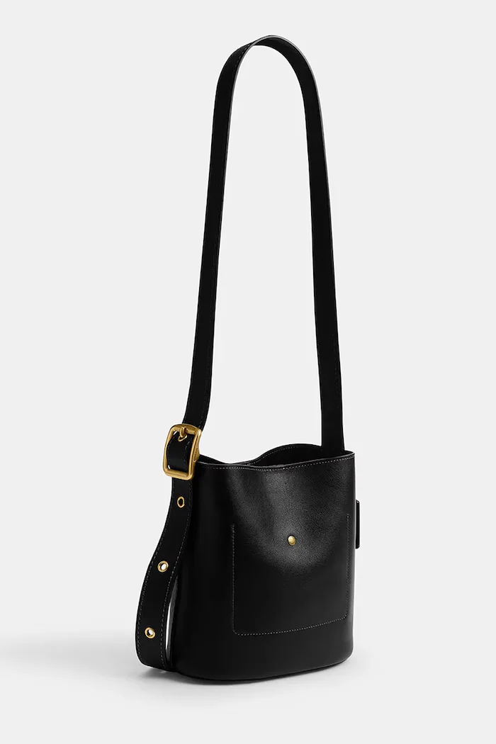Coach чанта crossbody дамска от кожа Bleecker Bucket Bag 21 черна CCX07