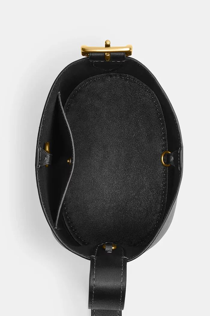 Coach чанта crossbody дамска от кожа Bleecker Bucket Bag 21 черна CCX07