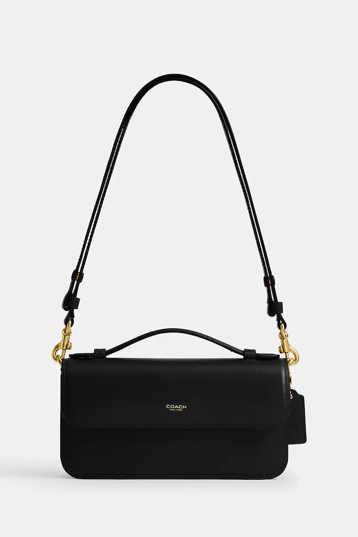 Coach чанта crossbody дамска от кожа Elora Top Handle черна CCY30