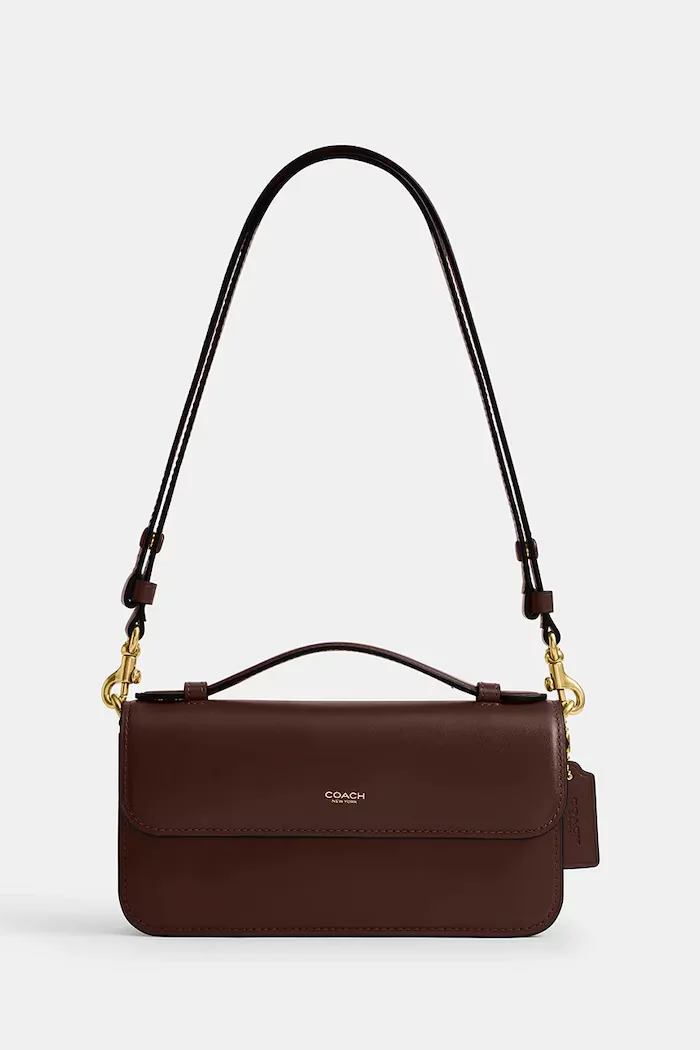Coach чанта crossbody дамска от кожа Elora Top Handle кафява CCY30