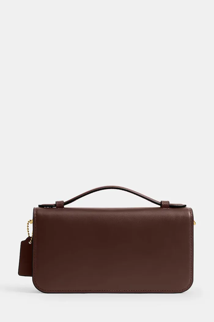 Coach чанта crossbody дамска от кожа Elora Top Handle кафява CCY30