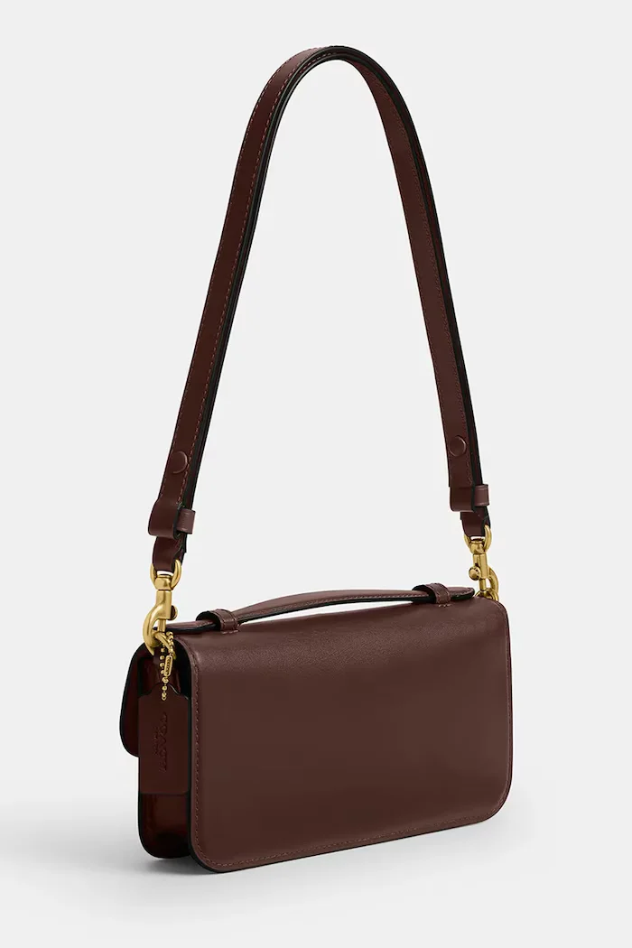 Coach чанта crossbody дамска от кожа Elora Top Handle кафява CCY30