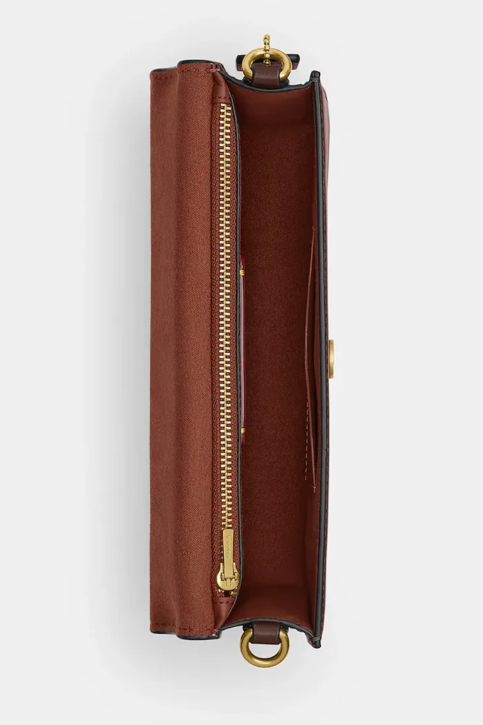 Coach чанта crossbody дамска от кожа Elora Top Handle кафява CCY30