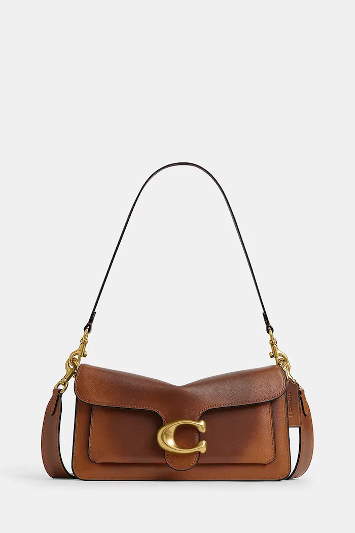 Coach чанта crossbody дамска от кожа Soft Tabby Shoulder Bag 26 кафява CEW74
