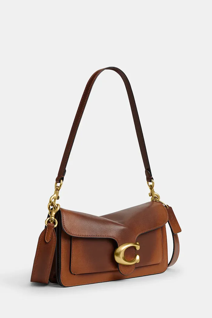 Coach чанта crossbody дамска от кожа Soft Tabby Shoulder Bag 26 кафява CEW74
