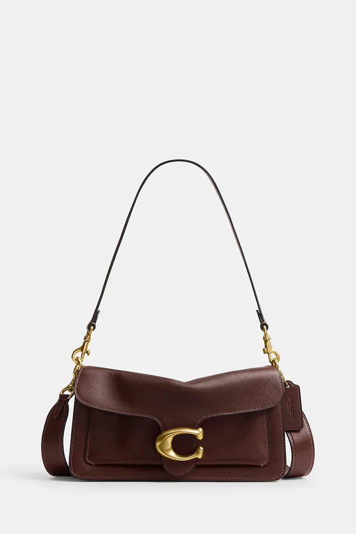 Coach чанта crossbody дамска от кожа Tabby 26 in Soft Grain Leather кафява CCX04