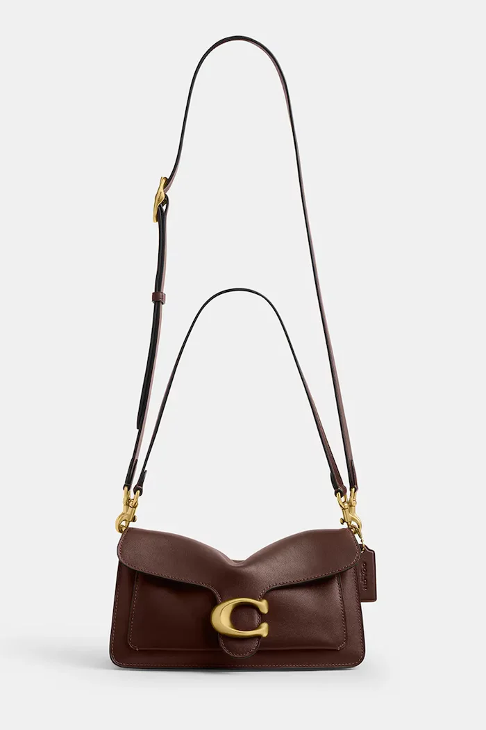 Coach чанта crossbody дамска от кожа Tabby 26 in Soft Grain Leather кафява CCX04