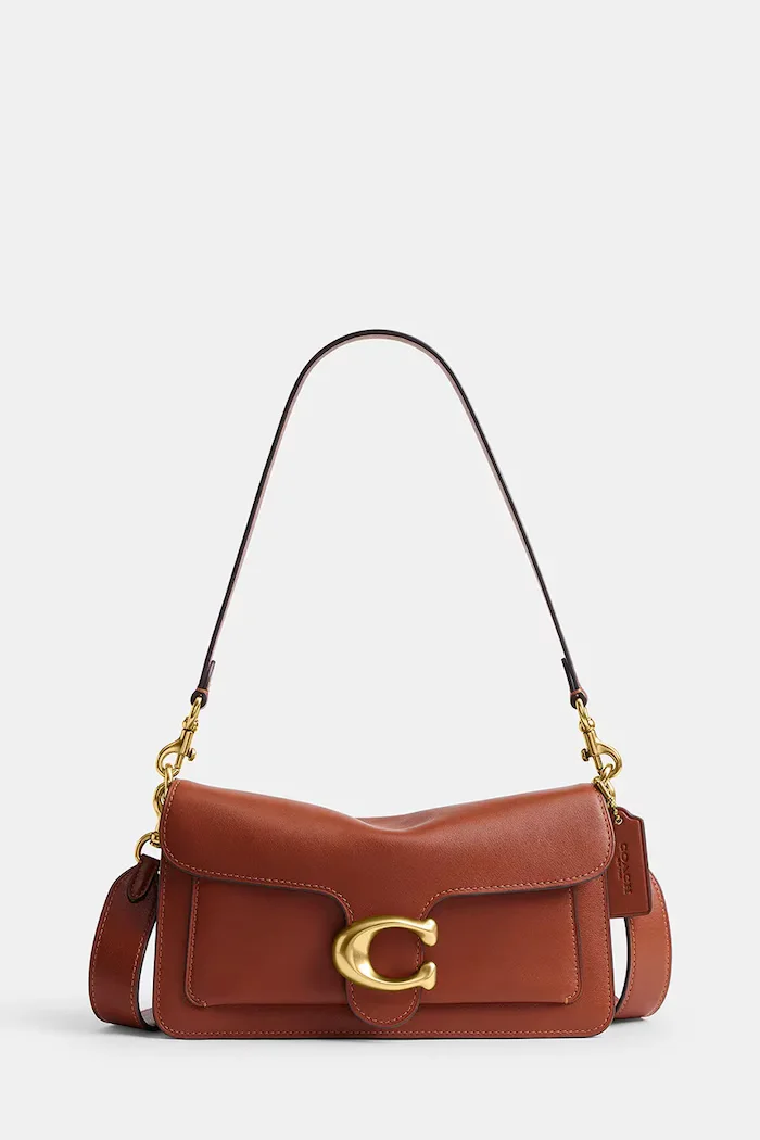 Coach чанта crossbody дамска от кожа Tabby 26 in Soft Grain Leather оранжева CCX04