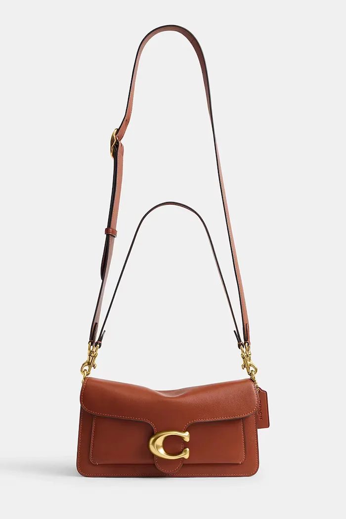 Coach чанта crossbody дамска от кожа Tabby 26 in Soft Grain Leather оранжева CCX04