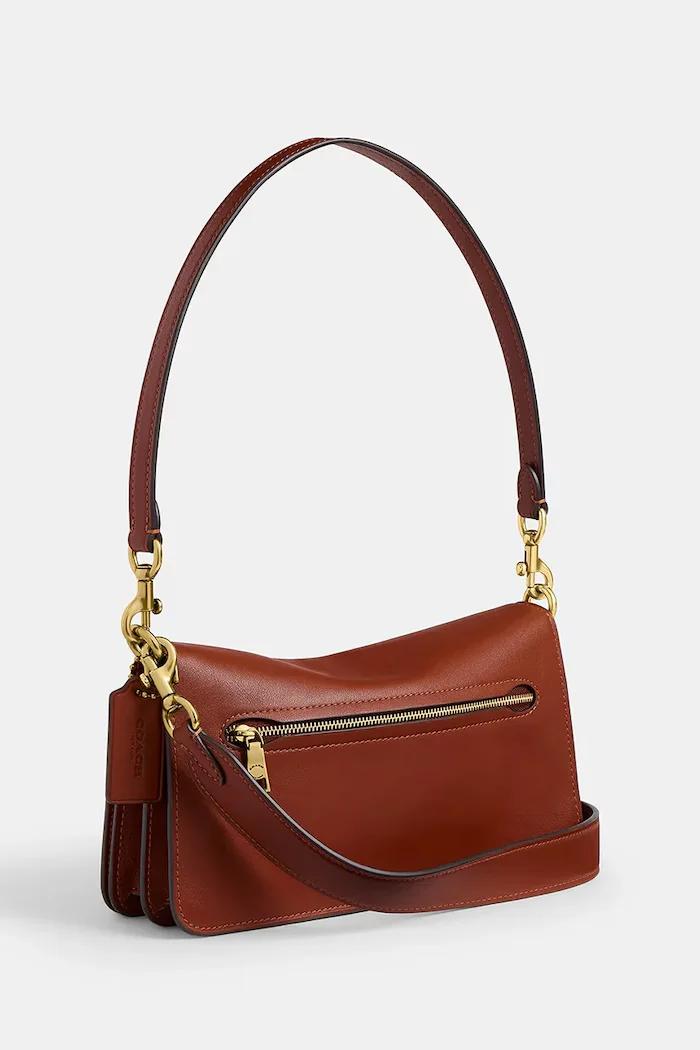 Coach чанта crossbody дамска от кожа Tabby 26 in Soft Grain Leather оранжева CCX04