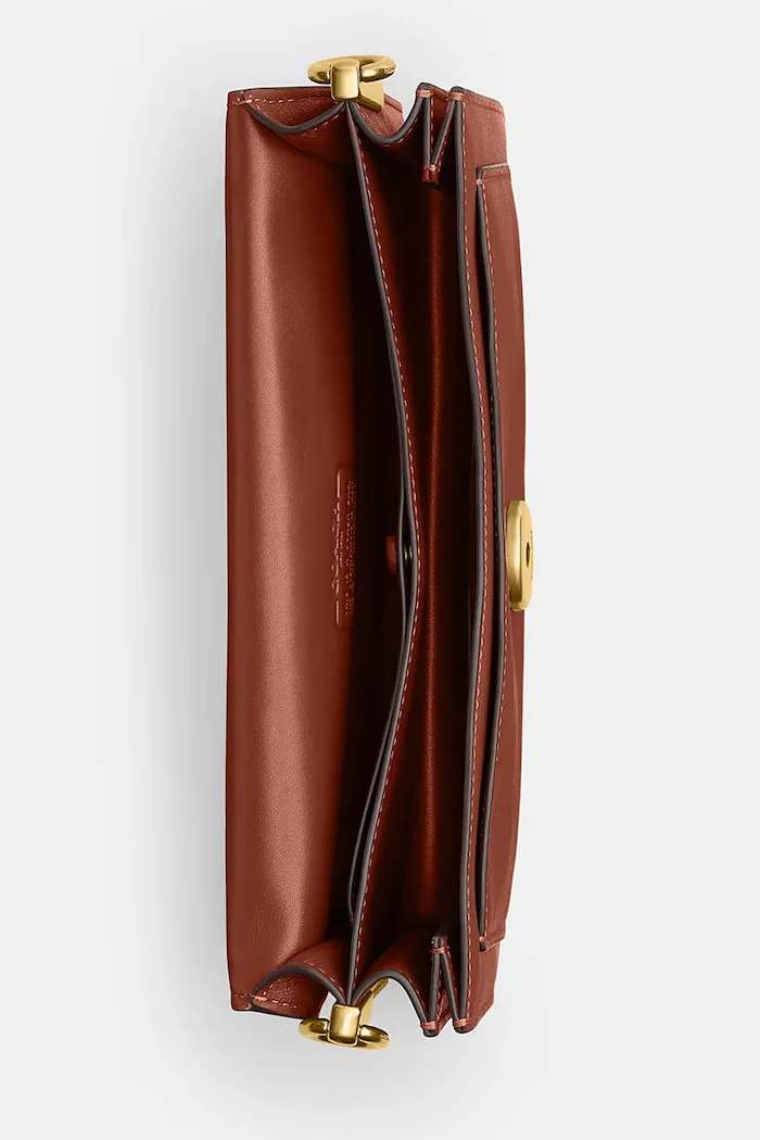 Coach чанта crossbody дамска от кожа Tabby 26 in Soft Grain Leather оранжева CCX04