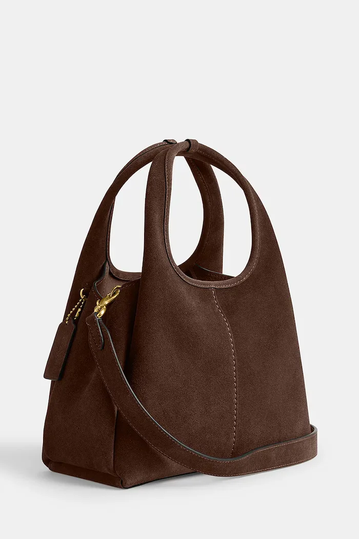 Coach чанта crossbody дамска от велур Suade Lana Shoulder Bag 23 кафява CBZ95