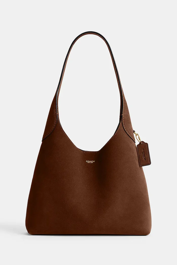 Coach чанта дамска от велур Brooklyn Shoulder Bag 28 кафява CW637