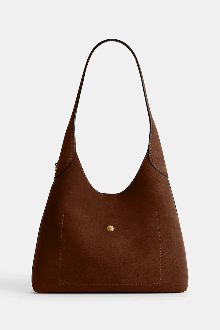 Coach чанта дамска от велур Brooklyn Shoulder Bag 28 кафява CW637