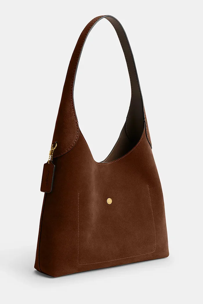 Coach чанта дамска от велур Brooklyn Shoulder Bag 28 кафява CW637