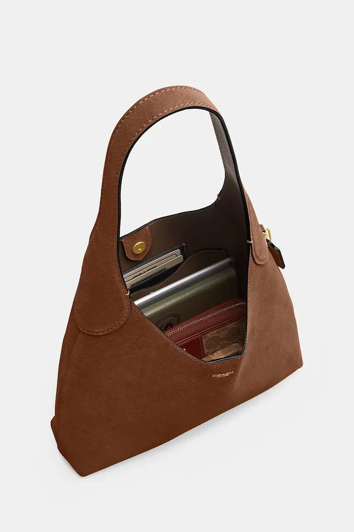 Coach чанта дамска от велур Brooklyn Shoulder Bag 28 кафява CW637